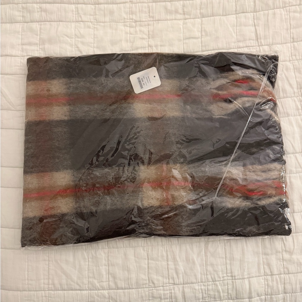 Anthropologie Plaid Scarf - Black, Red, Cream